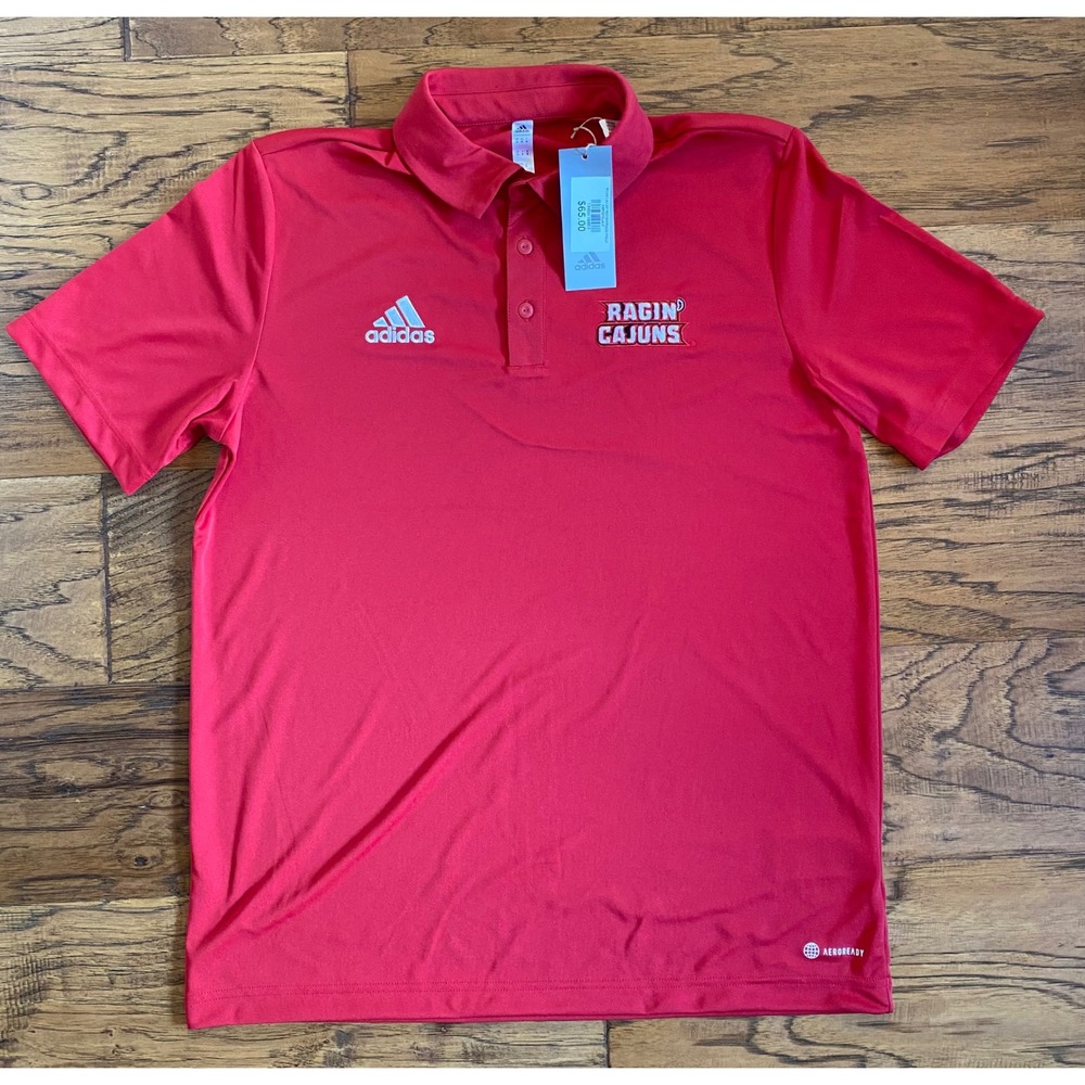 Adidas Mens Louisiana Ragin Cajuns Aeroready Entrada Polo Shirt Red Medium NEW